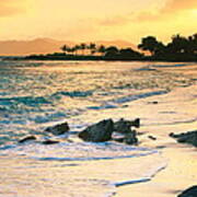 Golden Sunrise Sapphire Beach Seascape, St. Thomas Virgin Islands Poster