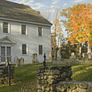 Graveyard Old Country Church In Maine Poster