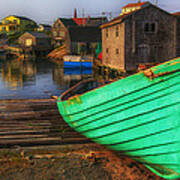 Green Boat Peggys Cove Poster