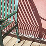 Green Metal Bench With Shadow In Tombstone Arizona Poster