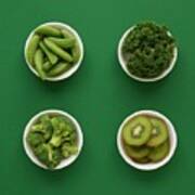 Green Produce In Dishes Poster