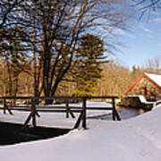 Grist Mill Stream At Christmas - Greeting Card Poster