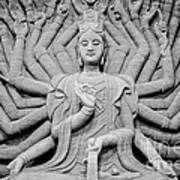 Guanyin Bodhisattva In Black And White Poster