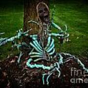 Halloween Green Skeleton Vinette Poster