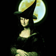 Halloween Witch Mona Lisa Poster