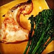 Hamachi Kama And Broccolini For Dinner Poster