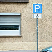 Handicapped Parking Sign And Car Poster