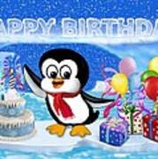 Happy Birthday Penguin Poster