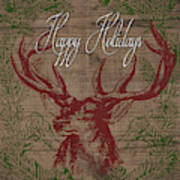 Happy Holidays Deer Poster