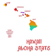 Hawaii State Map Collection 2 Poster