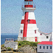 Head Harbour Lighthouse Pencil Sketch Poster
