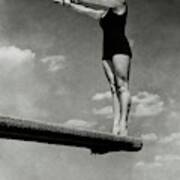 Helen Meany On A Diving Board Poster