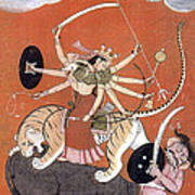 Hindu Goddess Durga Fights Mahishasur Poster