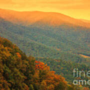 Hint Of Orange On The Blue Ridge Parkway Poster