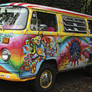 Vintage 1960's Vw Hippie Bus, Hawaii Poster