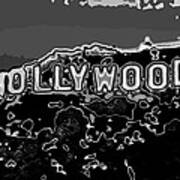 Hollywood Sign Abstract Black And White Poster