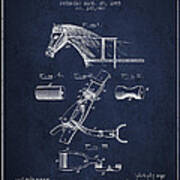 Horse Harness Loop Patent From 1885 - Navy Blue Poster