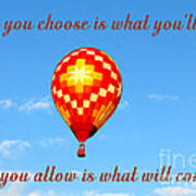 Hot Air Balloon With Quote Poster