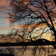 Hudson River Winter Landscape At Sunset Poster
