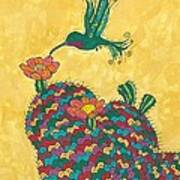 Hummingbird And Prickly Pear Poster
