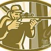 Hunter Shooter Aiming Telescope Rifle Retro Poster