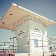 Huntington Beach Lifeguard Tower Retro Photo Poster