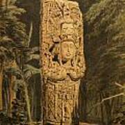 Idol At Copan By Frederick Catherwood Poster