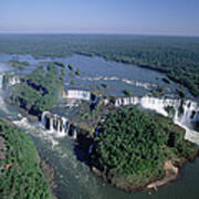 Iguacu Falls Aerial View Brazil Poster