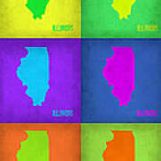 Illinois Pop Art Map 1 Poster