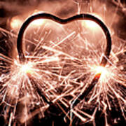 Illuminated Heart Shaped Sparkler Poster