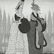 Illustration Of Two Eighteenth Century Women Poster