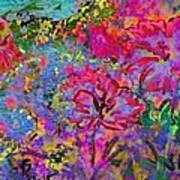 V Impressionistic Magenta Hibiscus - Vertical Poster