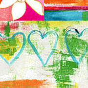 In Bloom- Colorful Heart And Flower Art Poster