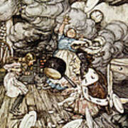 In The Duchesss Kitchen, Illustration To Alices Adventures In Wonderland By Lewis Carroll 1832-98 Poster