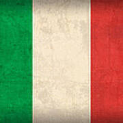 Italy Flag Vintage Distressed Finish Poster