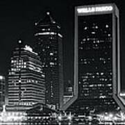 Jacksonville Black And White Panorama Poster