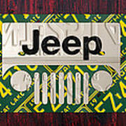 Jeep Vintage Logo Recycled License Plate Art Poster