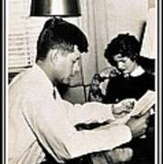 John F Kennedy And Jacqueline Studying At Home Poster