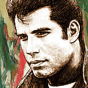 John Travolta - Stylised Drawing Art Poster Poster