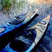 Kayaks Resting W Metal Poster