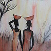Ladies Walking In The Fields In Kenya Poster