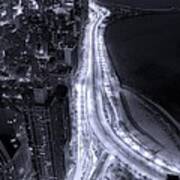 Lake Shore Drive Aerial  B And  W Poster