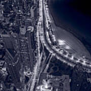 Lakeshore Drive Aloft Bw Cool Toned Poster