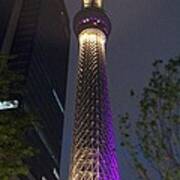 Landscape Look Up At The Tokyo Sky Tree Of Night Poster