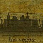 Las Vegas Nevada City Skyline Silhouette Distressed On Worn Peeling Wood Poster