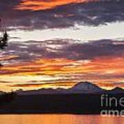 Lassen Peak Lake Sunset Poster