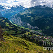 Lauterbrunnen Aerial - Bernese Alps - Switzerland Poster