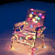 Lawn Chair With Christmas Lights Poster