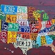 License Plate Map Of The United States Poster