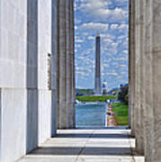Lincoln Memorial Columns Framing The Reflecting Pond  Washington Monument Poster